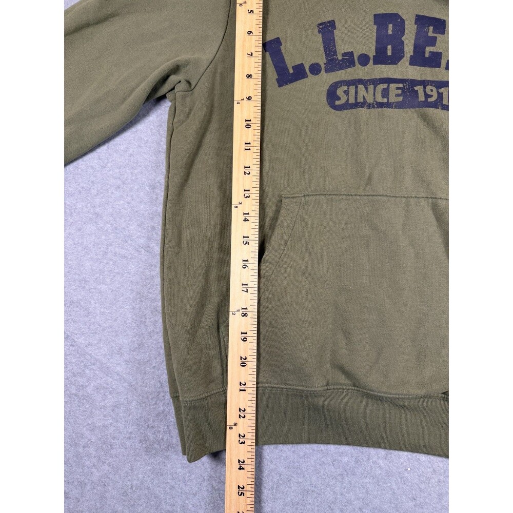 LLBean Olive Hoodie Sweatshirt Since 1912 Pullover Hooded Fleece Small SKU135 - Picture 7 of 9